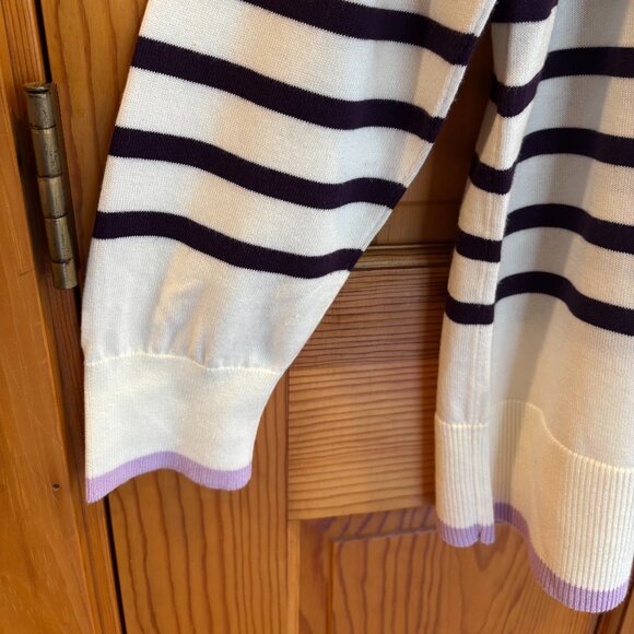 Lands' End Women's 100% Supima Cotton Striped Purple Top & Cardigan Set NWOT - Picture 11 of 16